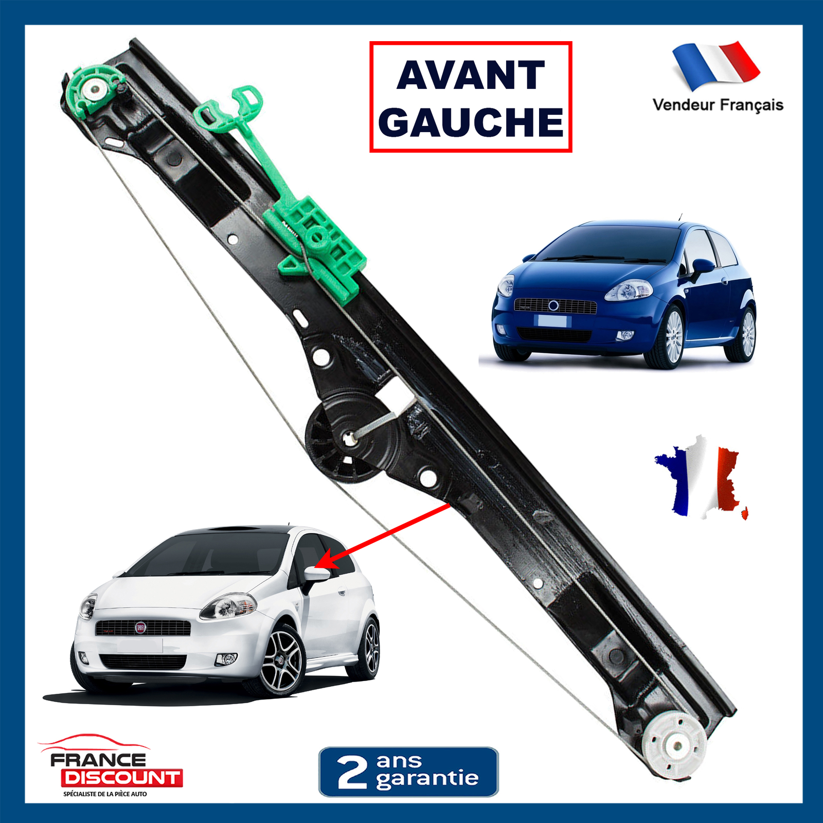 Lève-vitre électrique Fiat Punto 51899291 mécanisme lève-vitre avant gauche