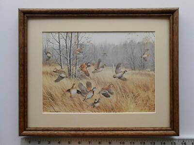 Maynard Reece HAZY DAY-BOBWHITE QUAIL 11x14 framed 4.0 126