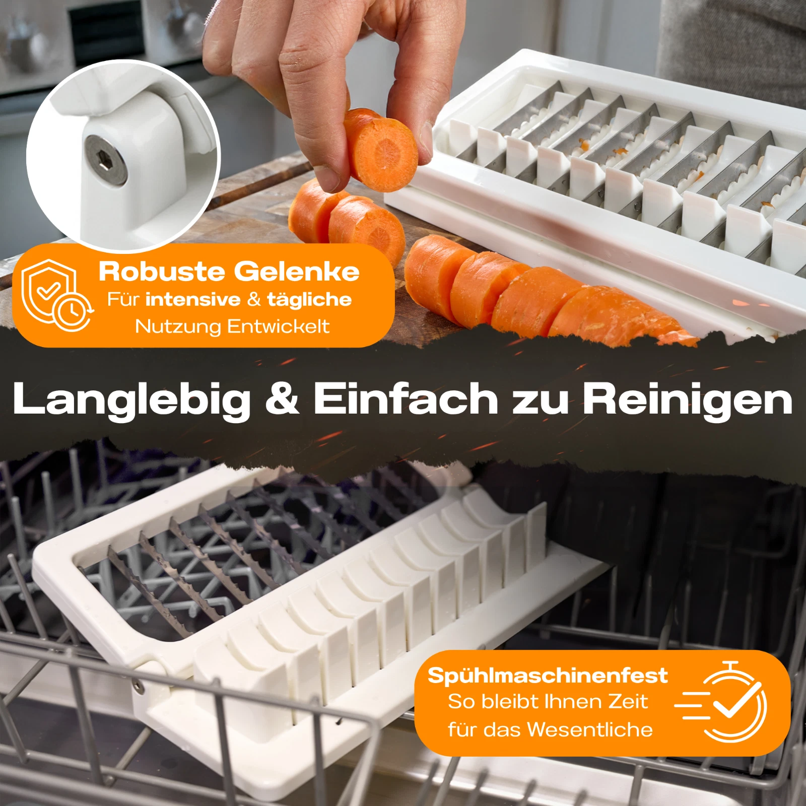 Extrem robuste Bauweise des Currywurstschneiders