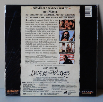 Dances with Wolves Laserdisc 1990 Movie widescreen 2-Disc 181 Min