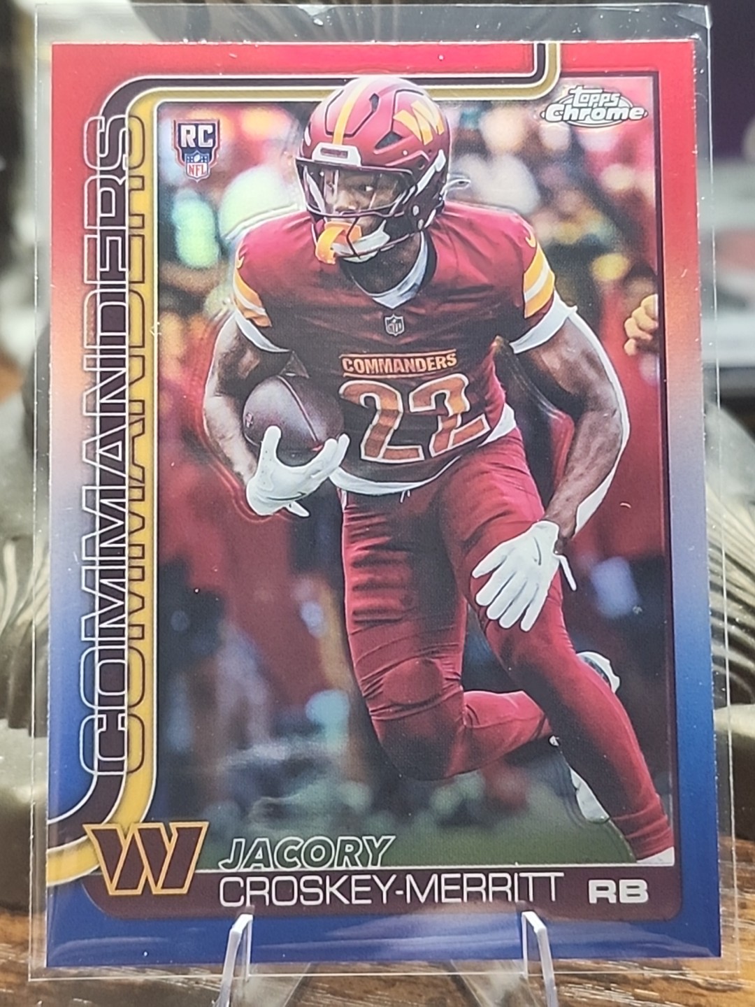 2025 Topps Chrome Jacory Croskey-Merritt (RC) #387 Red White & Blue Refractor