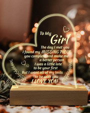 Valentine Day Gifts for Girlfriend, to My Girlfriend Engraved Night Light, I Lov