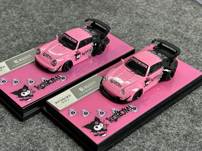 DEcode 1:64 Porsche RWB 993 964 Kuromi painted alloy car model ornaments