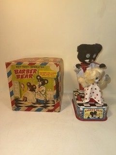 Vintage 1950s Battery Operated Barber Bear Toy W Box Not Working Linemar Japan
