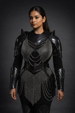 Gothic Warrior Armor Set   Black Steel  Chainmail, Women's LARP Cosplay