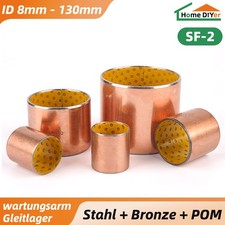 SF-2 Gleitlager Buchse Stahl + POM wartungsarm Lagerbuchse Gelb ID 8mm - 130mm