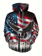 Patriotic Eagle  American Flag - 3D All Over Print Hoodie - Adults  Youth