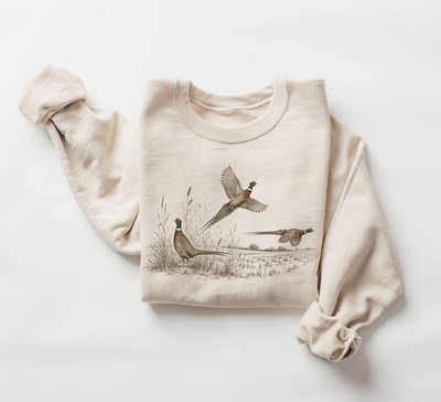Retro Pheasants In Flight Field Bird Hunting Game Sweatshirt