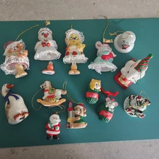 JASCO CARING CRITTER CHIMERS Bisque Porcelain  Chrismas Ornaments decor LOT
