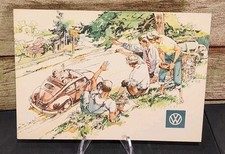 Vintage 4x6 Auto Postcard VW Volkswagen Beetle car advertising illustration art