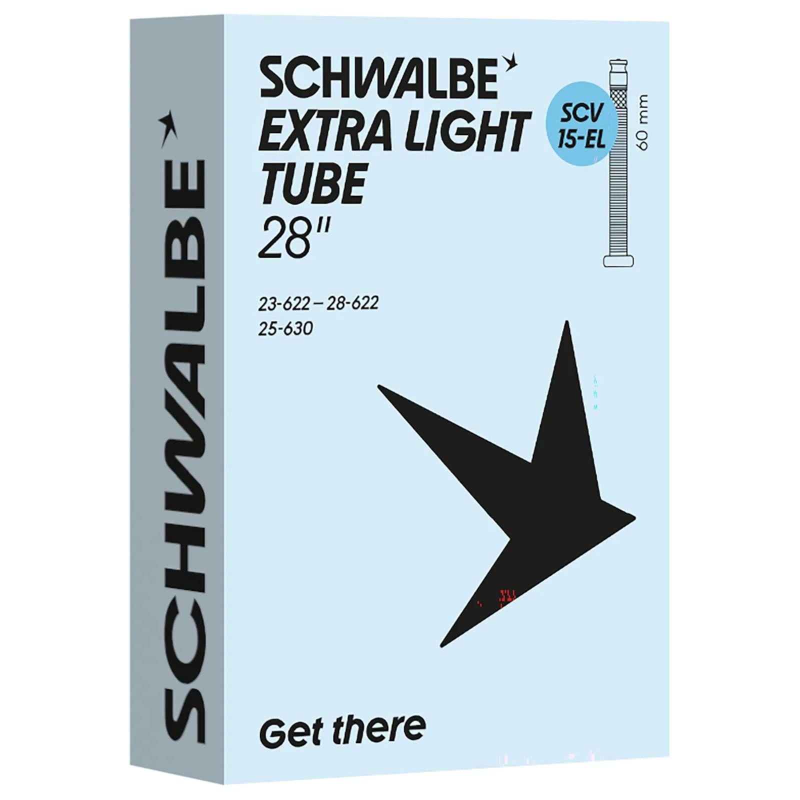 Schwalbe Fahrradschlauch SCV15-EL EXTRA Light 23/28-622/630 IB Black 60mm