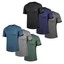 Mens Sports T-Shirt 3 Pack Breathable Moisture Wicking Quick Dry Gym Running Top