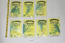 Salmon Trolling Flies Lot #05 PREDATOR Lucky Lure Green Blue Glow Rigged 4" x 7