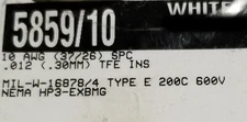 Alpha Wire 5859/10 10awg M16878/4 Silver (SPC) HP3 200C Hook-Up Wire White /5ft
