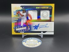 2021 Absolute Monte Harrison Tools of the Trade Patch Button Gold Relic Auto /10
