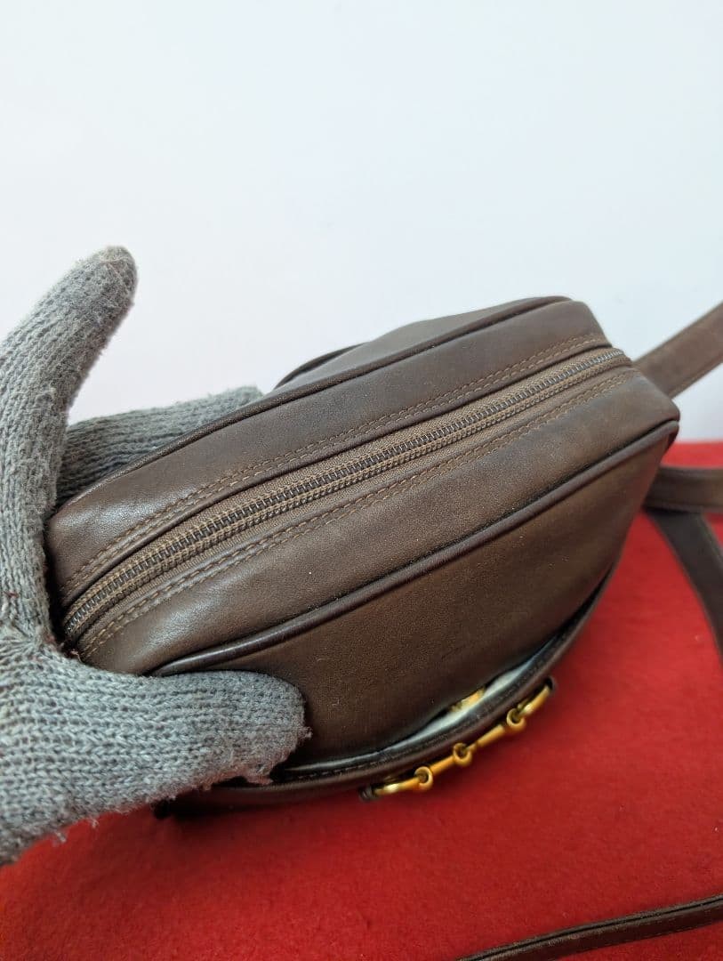 GUCCI Horsebit Leather Shoulder Bag Vintage Brown Leather Crossbody Rare Authen thumbnail 6