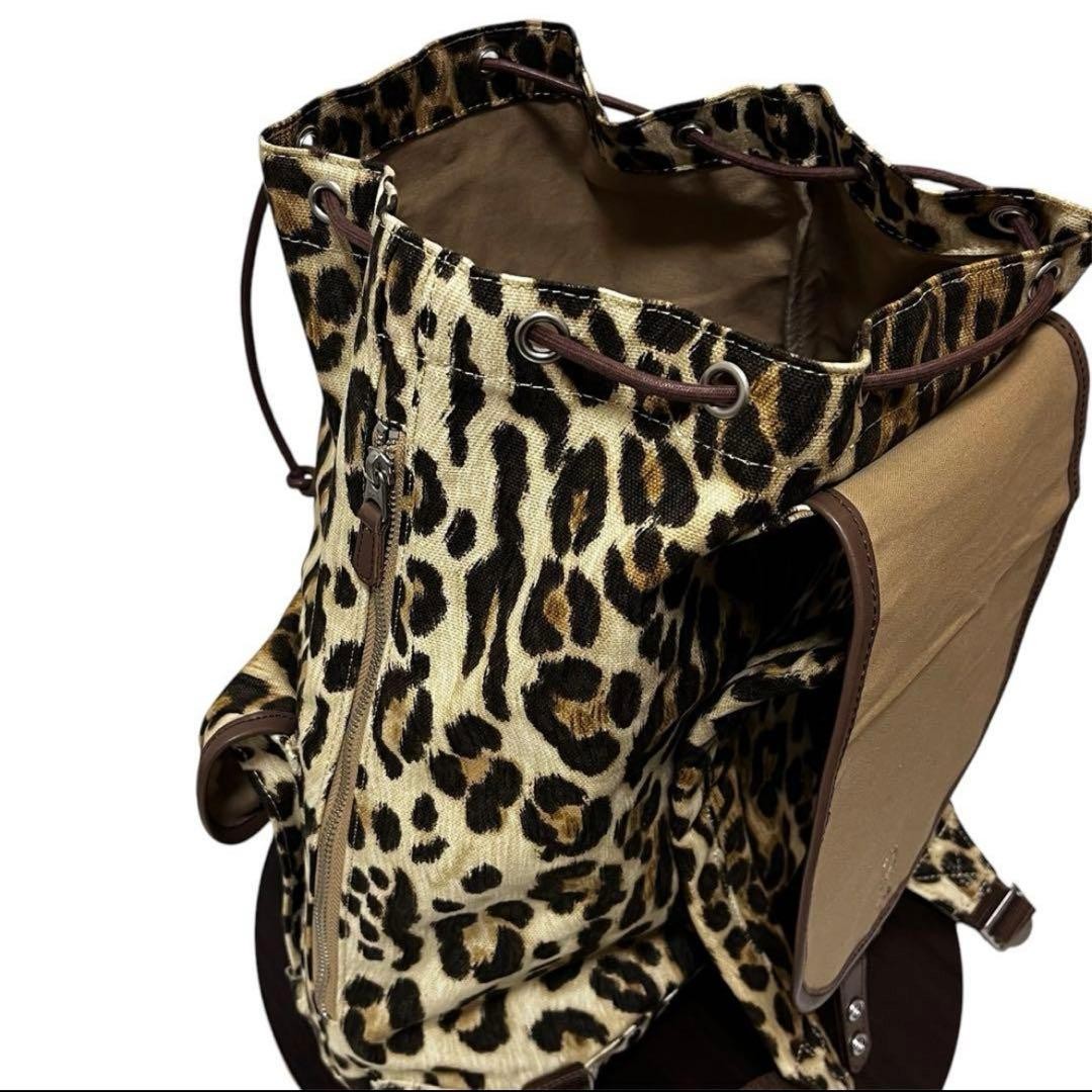 HEAD PORTER Leopard Print Drawstring Backpack Rare - image 5