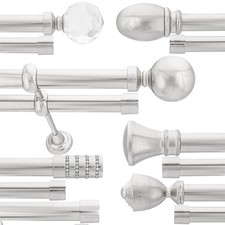Double Metal Curtain Pole Set 25/25mm Inox with Classic Brackets for Living Room
