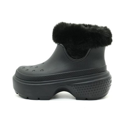 Crocs Damen Classic Plateau Fur Clog Schwarz Knöchelhoch Plateau-Clogs EU 36-37