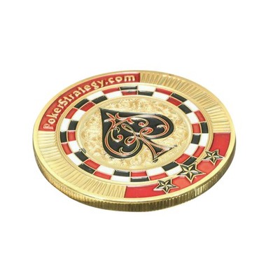 Guard Card Protector Coin Chip Metal Poker Gold Plated + Round Plastic Case