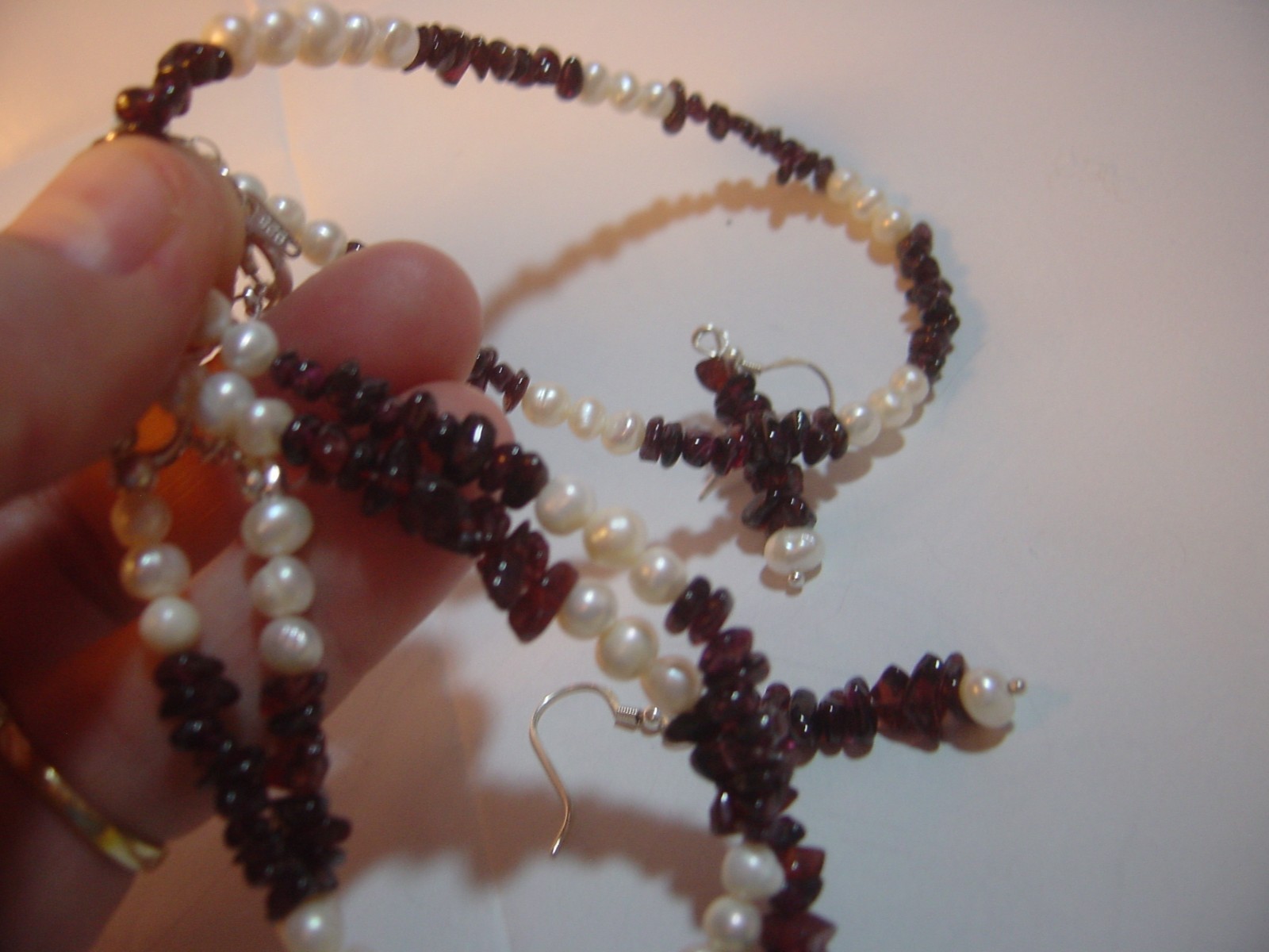 Solid Silver Set: Necklace, Bracelet & Earrings w… - image 8