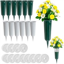 12 Pcs Memorial Artificial Flower Holder, Patio Garden Floral Ground Spikes6808