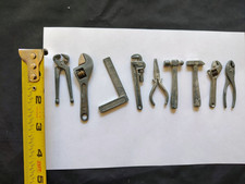 Vintage Miniature Tool Kit- Wrenches, Hammers , pliers,square- 9 pcs set works