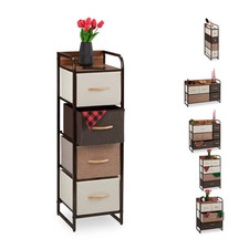 relaxdays Cassettiera con 4 Scomparti in Tessuto, Sottile, con Maniglie, ripiano