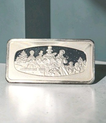 1973 Christmas Carolers Ingot 2.12 oz. .925 Silver-Franklin Mint