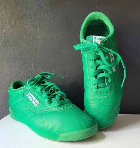 VINTAGE REEBOK KELLY GREEN LEATHER SNEAKERS EXCELLENT CONDITION Sz 7