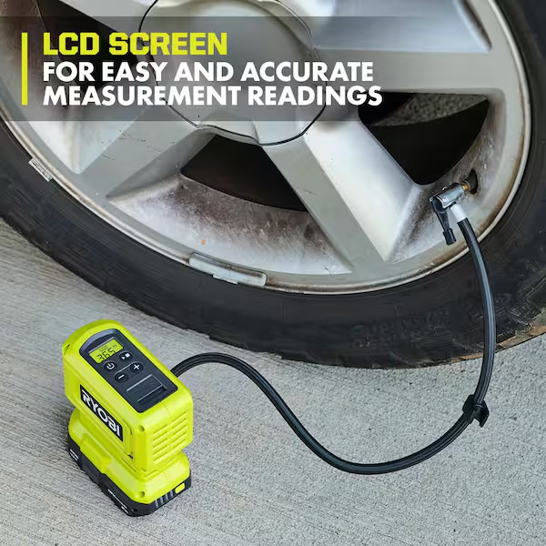 RYOBI 18V Cordless High Pressure Digital Inflator Air Compressor Tire Pump