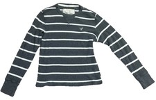 Boys M/M American Eagle No 77 Athletic Fit Gray White Stripe Sweater