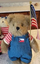 New Boyds Bears Plush Huck Mandy Zack Bears Wooden Red Wagon 2002  4th of July