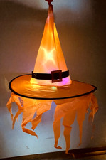 Halloween Lighted LED Witch Hats 5 2 Orange, 1 Purple, 1 Red, 1 Green NEW