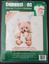 Dimensions Iron On Fashion Transfer Cuddly Christmas Bear Angel 80022 Full Colo