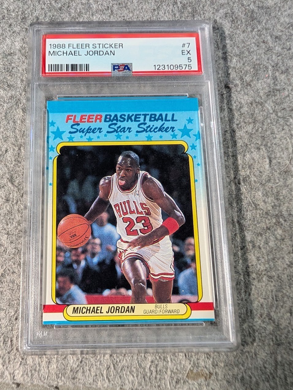 1988 Fleer Sticker Michael Jordan #7 PSA 5 EX Chicago Bulls Super Star NBA