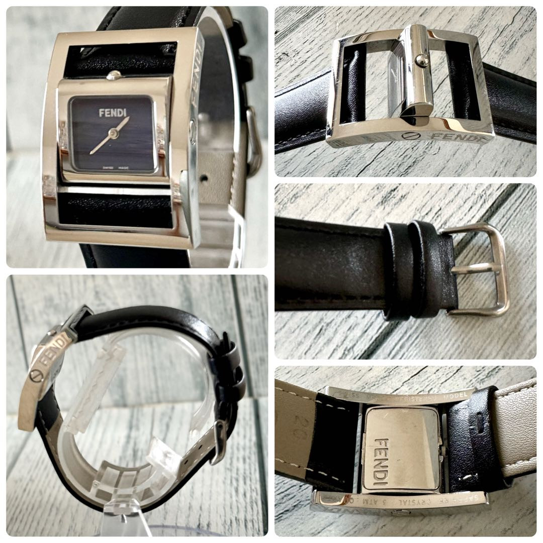Fendi 5000 Analog Quartz Women Rare Watch Navy Rotating