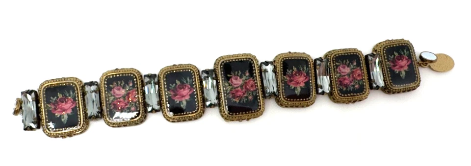 Michal Negrin Colorful Bracelet Enameled Flowers #72# - Image 4 of 4