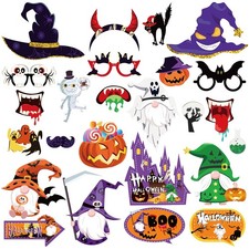 25 Halloween Photo Booth Props With Sticks Theme Background Decoration Kit