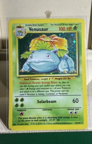 Venusaur 15/102 Base Set Holo MP Pokémon Card WOTC Vintage