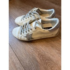 Women's Golden Goose Super-Star Silver Heel Metal Stud Lettering Size 38