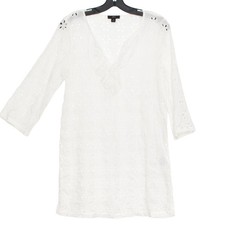 J Crew Tunic Dress Eyelet Romantic Feminine Coquette Cottage Coastal White XS