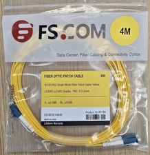 Lot Of 2 New FS 4M Fiber Optic Patch Cable 9/125 OS2 LC/UPC-LC/UPC Duplex