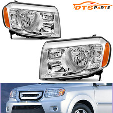 Lhrh Headlights For 2009 2010 2011 Honda Pilot 4dr Chrome Halogen Headlamps Set