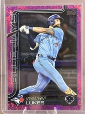 2025 Topps #420 Nathan Lukes Sandglitter Pink Holo Foil Toronto Blue Jays