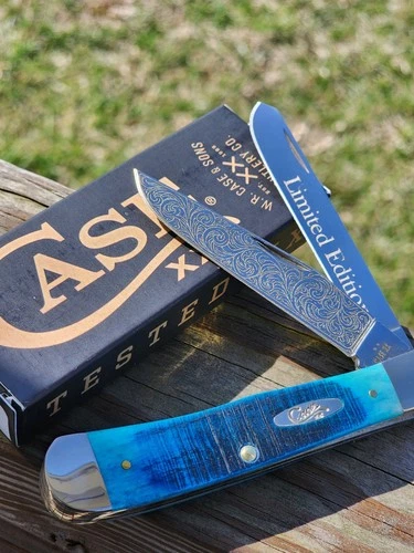 Case Xx 6254 Ss  Custom Engraved Knife Carbon Steel Caribbean Bone Large Trapper