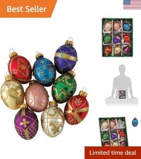 Colorful 45mm Glass Egg Ornament Set - 9 Essential Pieces for Holidays