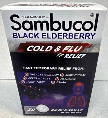 Sambucol Black Elderberry Cold&Flu Quick Dissolve Tabs 30 Ct Homeopathic  01/28