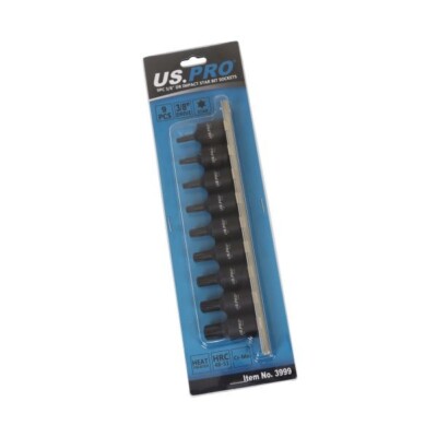 US PRO 9pc 3/8'' IMPACT TORX STAR SOCKETS T20 T25 T27 T30 T40 T45 T47 T50 T55