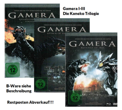 Gamera I-III - Shusuke Kaneko - 3x Mediabook - Blu-ray / DVD - NEU OVP - B-Ware